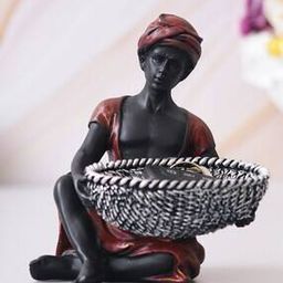 Sitting Man Statue Carrying Basket in Hands-39