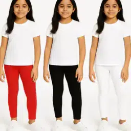 Girls Pack of 3 Leggings with Elasticated Waist-image-9