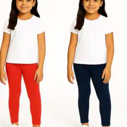 Girls Pack of 2 Leggings with Elasticated Waist-image-49