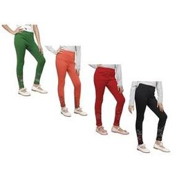 Pack of 4 Floral Print Leggings with Elasticated Waistband-image-112