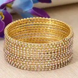 Pack of 12 Women Gold-Plated Stone-Studded Bangles-10