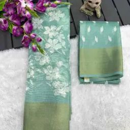 Women Floral Print Saree with Contrast Border-image-46