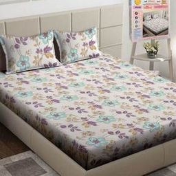 300 TC King Size Double Bedsheet with Pillow Covers-image-9