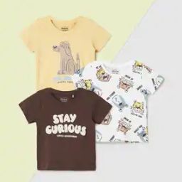 Boys Pack of 3 Cotton Printed T-Shirt -76
