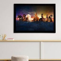 Seven Lucky Running Horses Satin Matt Texture UV Art Painting-45