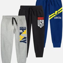 trampoline Typographic Print Joggers with Drawstring Waist image 1