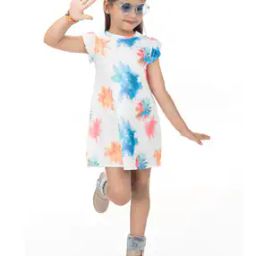 Girls Leaf Print A-Line Dress-image-65