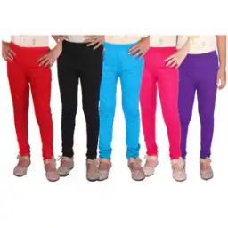 Girls Pack of 5 Leggings with Elasticated Waist-image-76