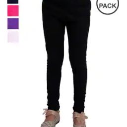 Pack of 5 Girls Leggings with Elasticated Waist-image-71