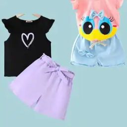 Girls Pack of 2 Graphic Print Shorts & Top Sets-picture-10