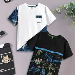 Pack of 2 Boys Regular Fit Graphic Print T-Shirts-image-5