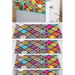 Set of 4 Floral Print Fridge Mats with Top Cover-image-12