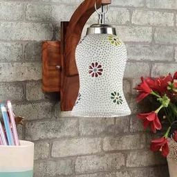 Wooden Wall Lamp with Glass Shade-49