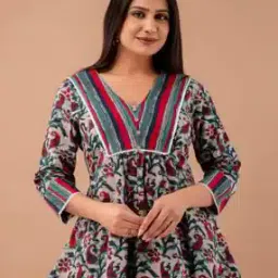 Women Floral Print Flared Tunic-image-57