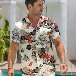Men Leaf Print Regular Fit Shirt with Lapel Collar-image-71