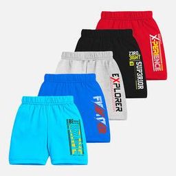 Pack of 5 Typographic Print Shorts-17