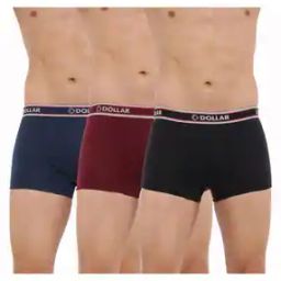 Pack of 3 Men Solid Combed Cotton Double Pouch Support Trunks-20