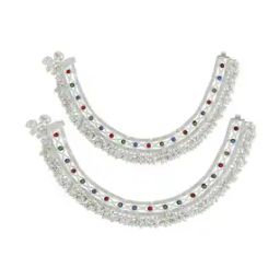 Silver-Plated Beaded Anklets-image-2