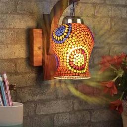 Wooden Wall Lamp with Mosaic Glass-52