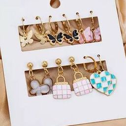 Women Set of 6 Gold-Plated Earrings-2