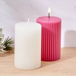 Set of 2 Oudh and Vanilla Scented Ribbed Pillar Candles-image-57
