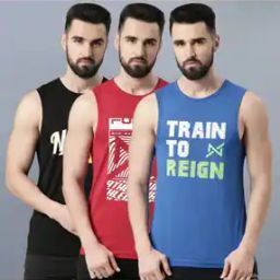 Men Pack of 3 Typographic Print Scoop-Neck Vests-image-59