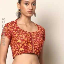 Hand Batik Print Padded Front-Open Blouse-image-4