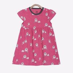 Printed A-line Dress with Cap Sleeves-image-7