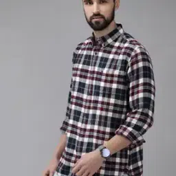 Checked Slim Fit Shirt with Patch Pocket-image-44