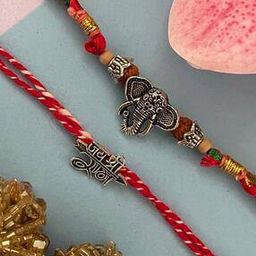 Tie-Up Set of 2 Silver Plated Thread Rakhi-picture-17