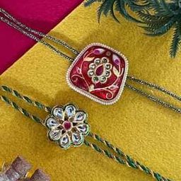 Tie-Up Set of 2 Gold Plated Rakhi-image-4