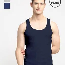 friskers Pack of 3 Solid Crew-Neck Vests-picture-19