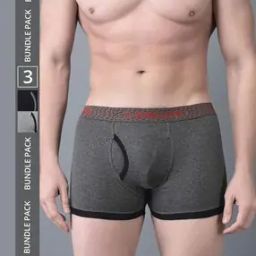 Pack of 3 Men Solid Combed Cotton Contoured Pouch Support Trunks-picture-15