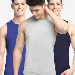 friskers Pack of 3 Solid Crew-Neck Vests-picture-49
