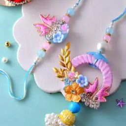Set of 2 Floral Motif Bhaiya & Bhabhi Tie-Up Rakhis-image-7