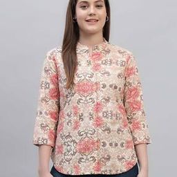 Women Floral Print Mandarin Collar Tunic-image-22
