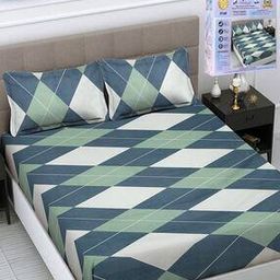 300 TC Geometric Print King-Size Bedsheet with Pillow Covers-41