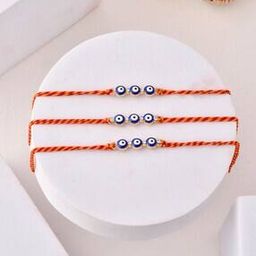 Men Set of 3 Evil Eye Tie-Up Rakhis-image-42