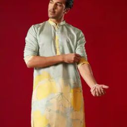 Floral Print Long Kurta with Mandarin Collar-22