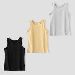 Pack of 3 Girl Round-Neck Tank Tops-image-90