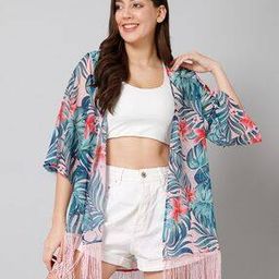 Tropical Print Front-Print Shrug-33