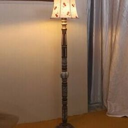 Printed Cotton Wooden Floor Lamp-image-37