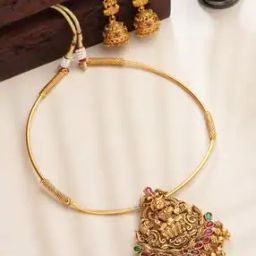 panash Gold-Plated Temple Necklace & Earrings Set-picture-25