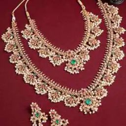 Set of 2 Gold-Plated Pearl Necklaces with Earrings-18
