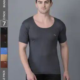 Pack of 7 Men Solid Combed Cotton Shrinkless Vest-picture-10