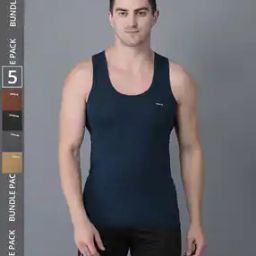 Pack of 5 Men Solid Combed Cotton Shrinkless Vest-image-81