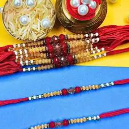 Pack of 12 Men Stone-Beaded Tie-Up Rakhi-image-5