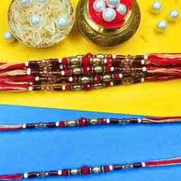 Pack of 12 Men Stone-Beaded Tie-Up Rakhi-image-95
