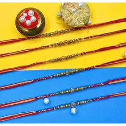 Men Set of 6 Gold-Plated Breaded Rakhis-image-59