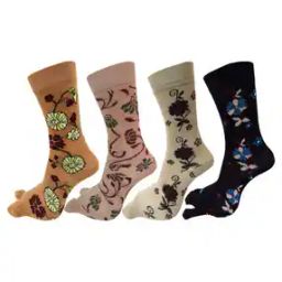 Pack of 4 Floral Print Mid-Calf Length Everyday Socks-23